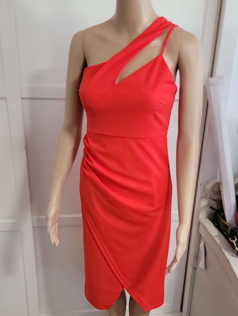 One-Shoulder Orange Sheath Dress